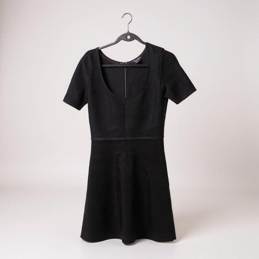White House Black Market Bandage Dress Fit and Flare Black Scoop Neck S Small